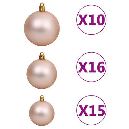 Künstlicher Weihnachtsbaum mit LEDs Kugeln Zapfen 210 cm