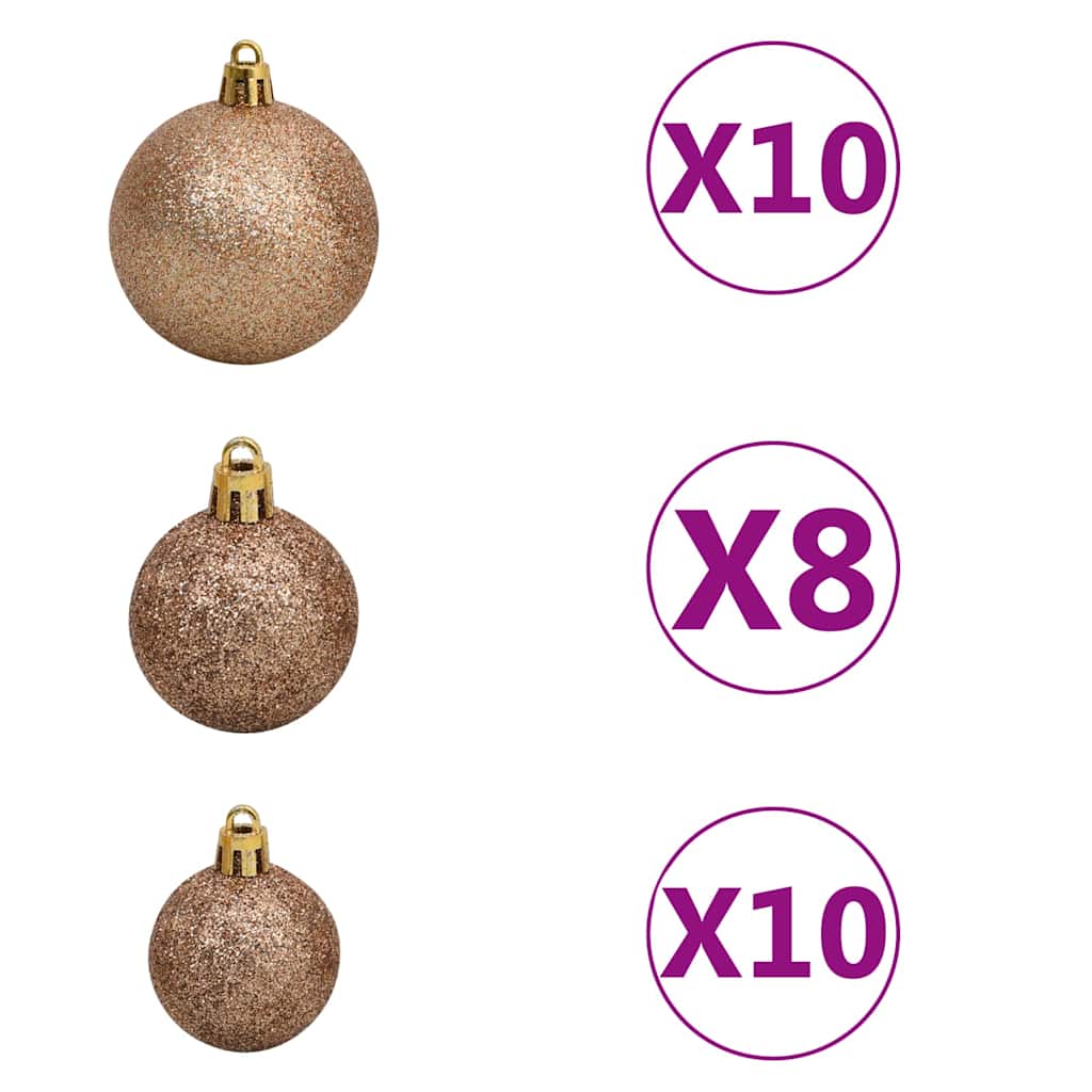 Künstlicher Weihnachtsbaum mit LEDs Kugeln Zapfen 210 cm