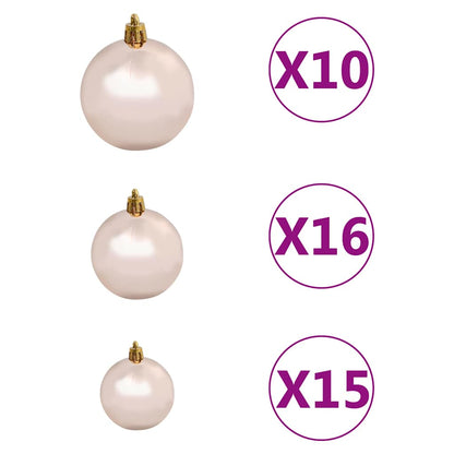 Künstlicher Weihnachtsbaum mit LEDs Kugeln Zapfen 210 cm