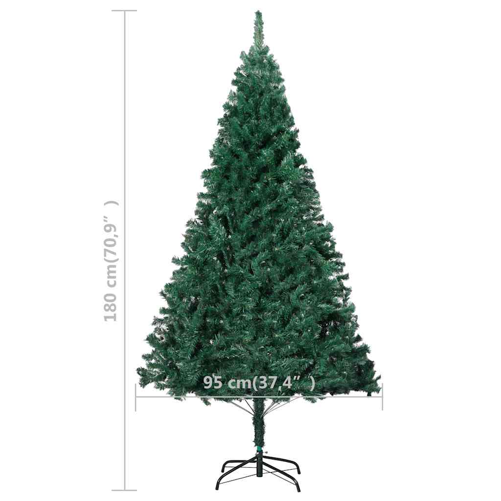 Künstlicher Weihnachtsbaum mit Beleuchtung & Kugeln Grün 180 cm