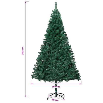 Künstlicher Weihnachtsbaum mit Beleuchtung & Kugeln Grün 240 cm