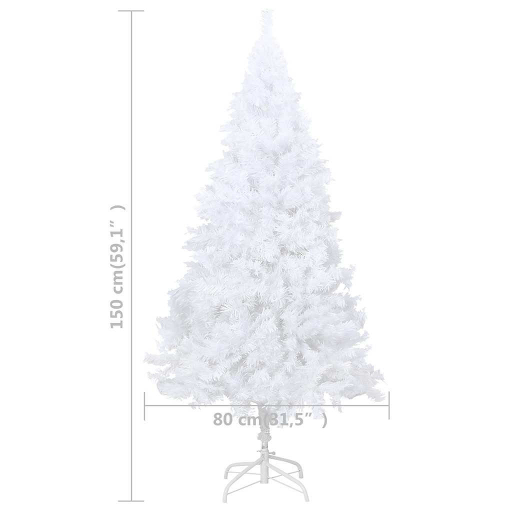 Künstlicher Weihnachtsbaum mit Beleuchtung & Kugeln Weiß 150 cm