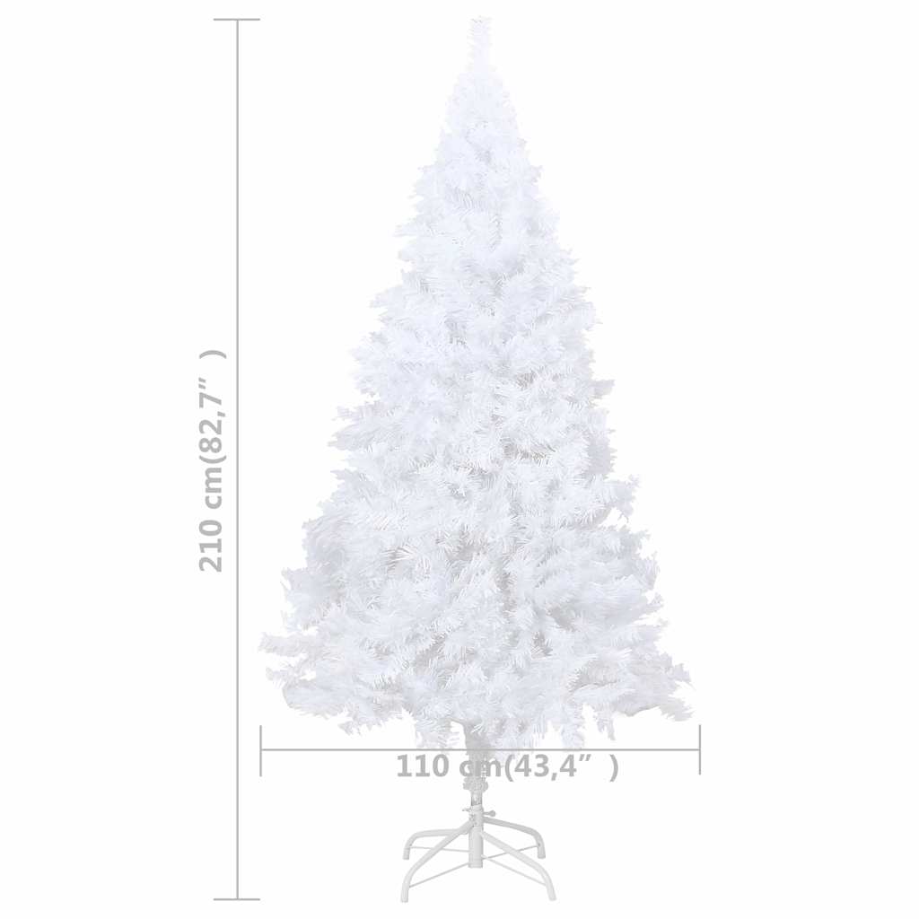 Künstlicher Weihnachtsbaum mit Beleuchtung & Kugeln Weiß 210 cm