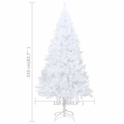 Künstlicher Weihnachtsbaum mit Beleuchtung & Kugeln Weiß 210 cm