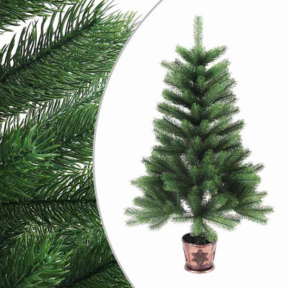 Künstlicher Weihnachtsbaum mit Beleuchtung & Kugeln 90 cm Grün