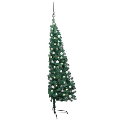 Künstlicher Halb-Weihnachtsbaum Beleuchtung Kugeln Grün 210 cm
