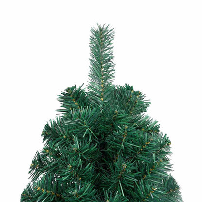 Künstlicher Halb-Weihnachtsbaum Beleuchtung Kugeln Grün 210 cm