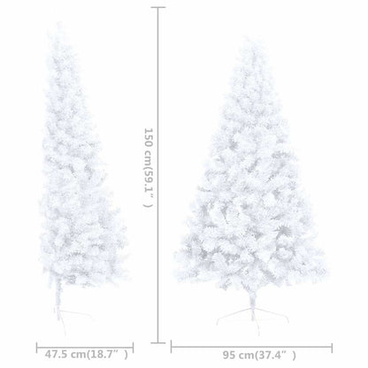 Künstlicher Halb-Weihnachtsbaum Beleuchtung Kugeln Weiß 150 cm
