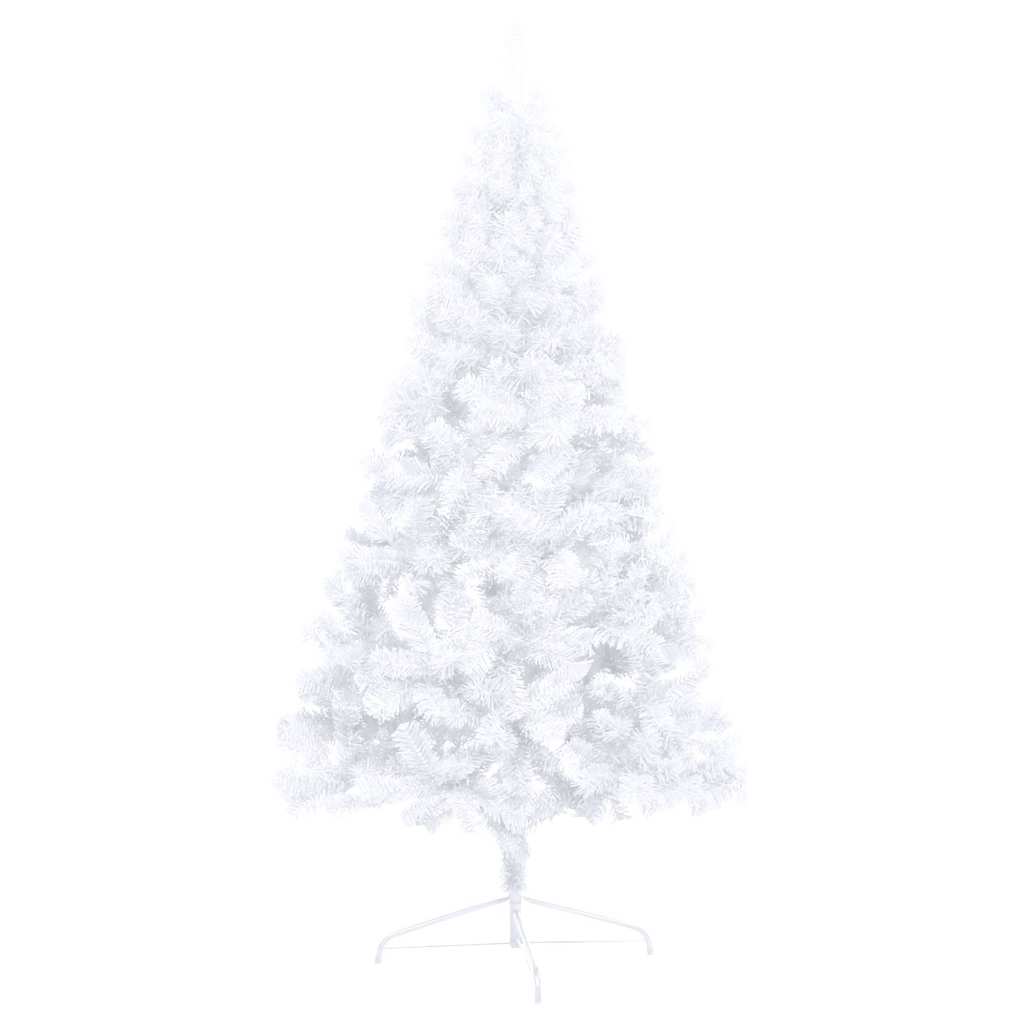Künstlicher Halb-Weihnachtsbaum Beleuchtung Kugeln Weiß 150 cm