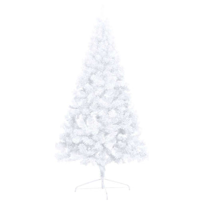 Künstlicher Halb-Weihnachtsbaum Beleuchtung Kugeln Weiß 150 cm