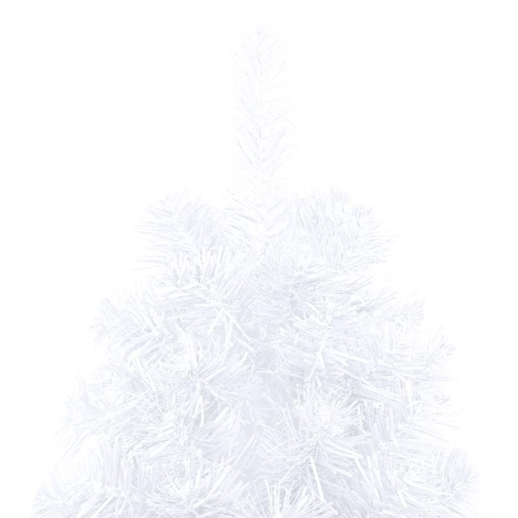 Künstlicher Halb-Weihnachtsbaum Beleuchtung Kugeln Weiß 150 cm