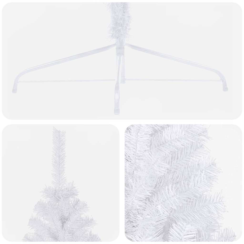 Künstlicher Halb-Weihnachtsbaum Beleuchtung Kugeln Weiß 180 cm