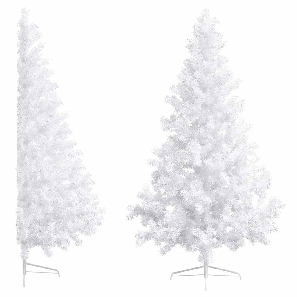 Künstlicher Halb-Weihnachtsbaum Beleuchtung Kugeln Weiß 210 cm