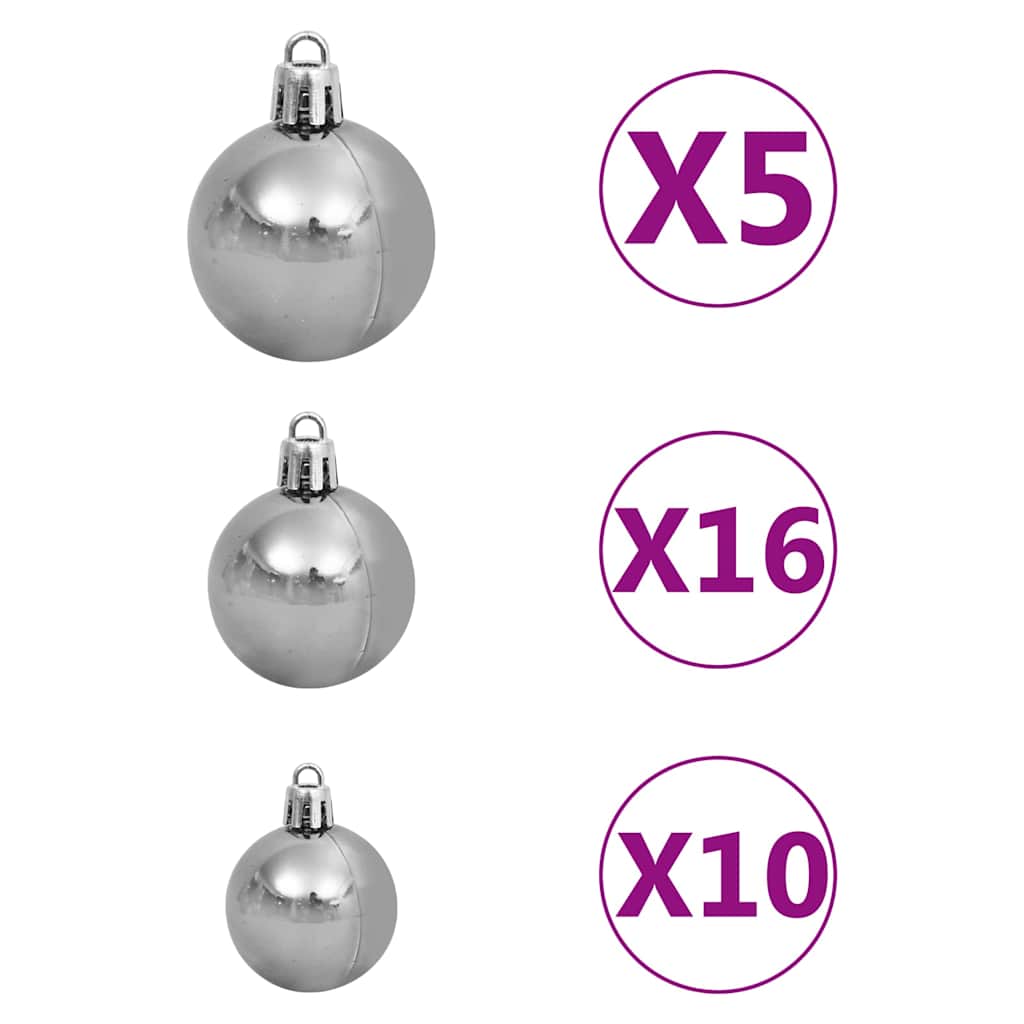 Künstlicher Halb-Weihnachtsbaum Beleuchtung Kugeln Weiß 210 cm