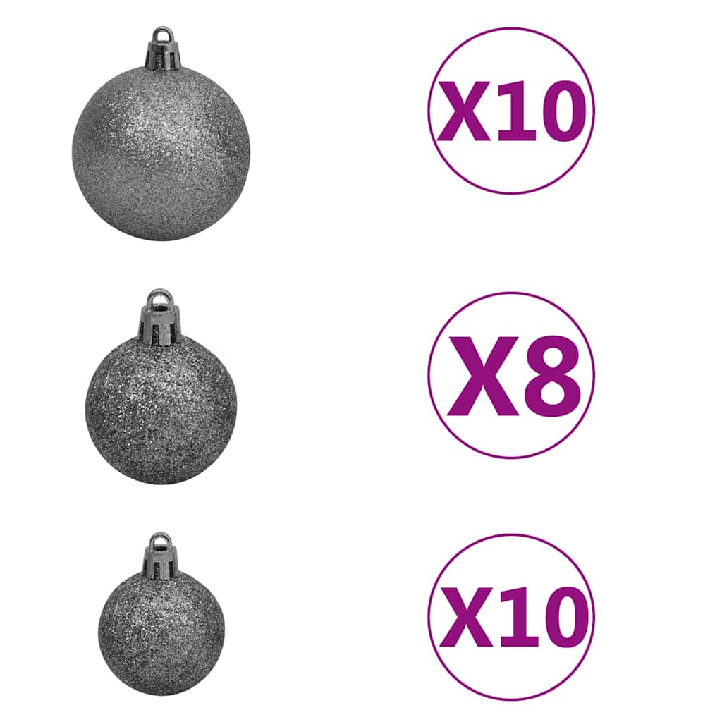 Künstlicher Halb-Weihnachtsbaum Beleuchtung Kugeln Weiß 210 cm