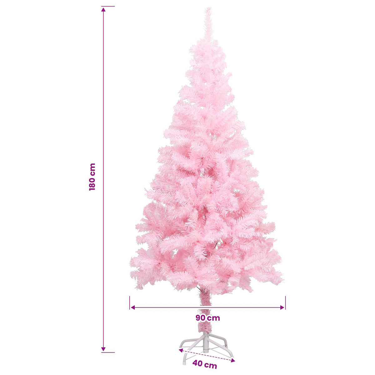 Künstlicher Weihnachtsbaum mit Beleuchtung & Kugeln Rosa 180cm
