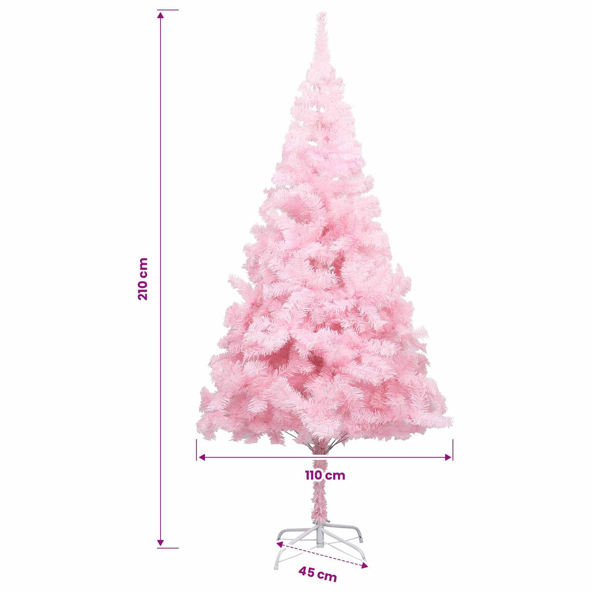 Künstlicher Weihnachtsbaum mit Beleuchtung & Kugeln Rosa 210cm