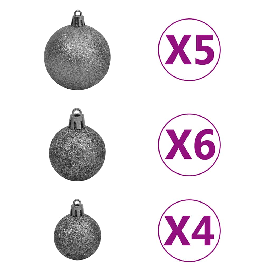Künstlicher Weihnachtsbaum Beleuchtung & Kugeln Schwarz 120 cm