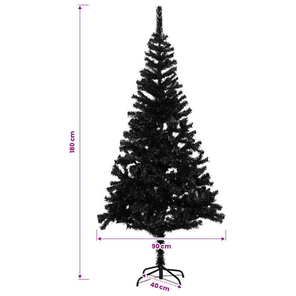 Künstlicher Weihnachtsbaum Beleuchtung & Kugeln Schwarz 180 cm