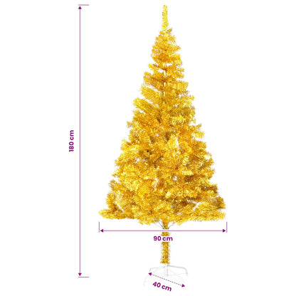 Künstlicher Weihnachtsbaum Beleuchtung & Kugeln Gold 180 cm PET