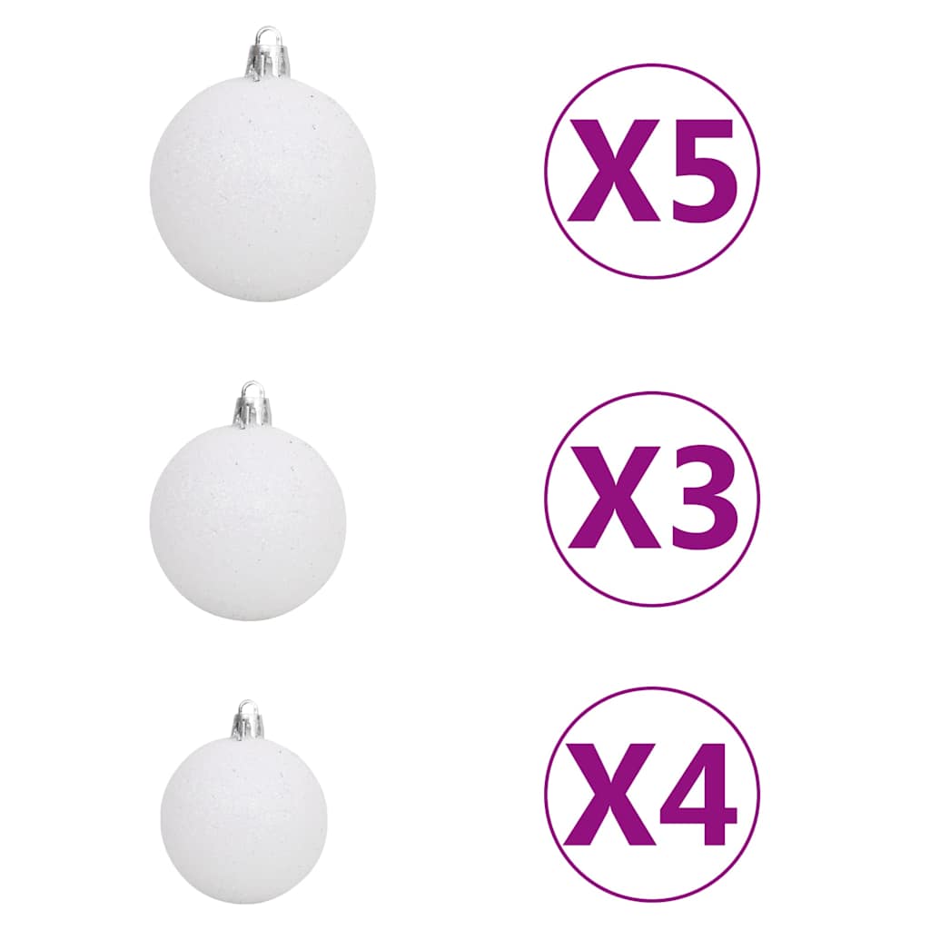 Künstlicher Weihnachtsbaum Beleuchtung & Kugeln Silber 120 cm