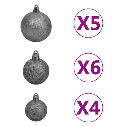 Künstlicher Weihnachtsbaum Beleuchtung & Kugeln Silber 120 cm