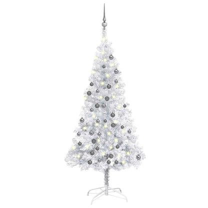 Künstlicher Weihnachtsbaum Beleuchtung & Kugeln Silber 120 cm