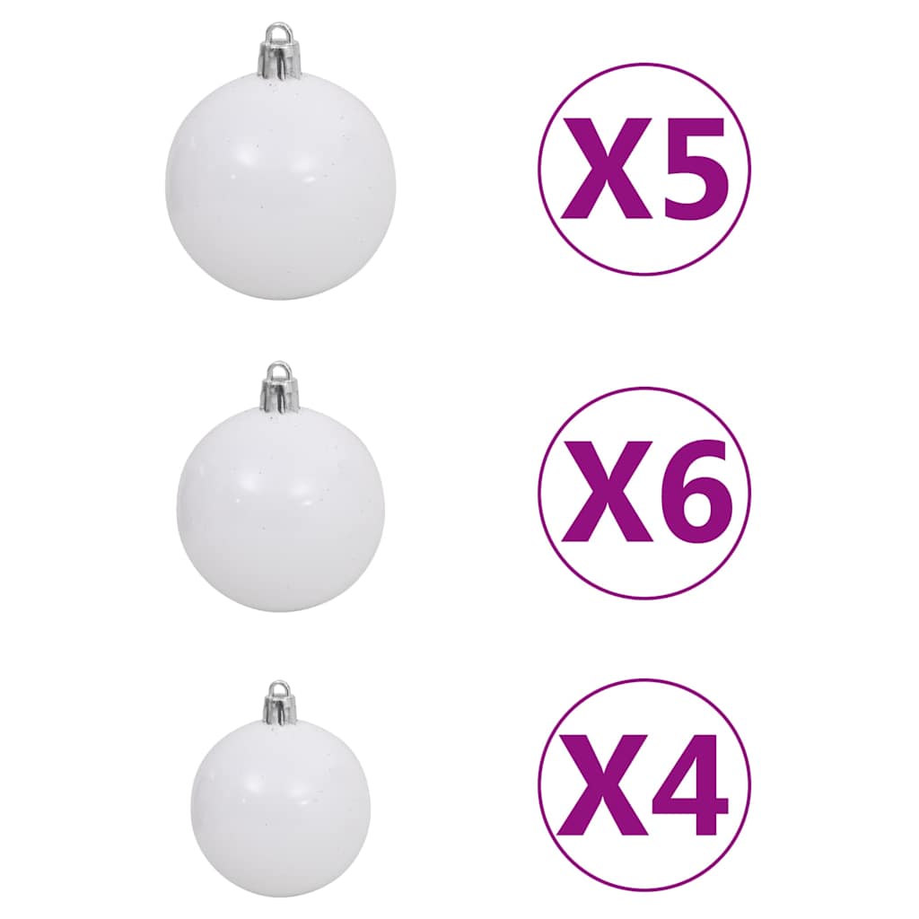 Künstlicher Weihnachtsbaum Beleuchtung & Kugeln Silber 150 cm