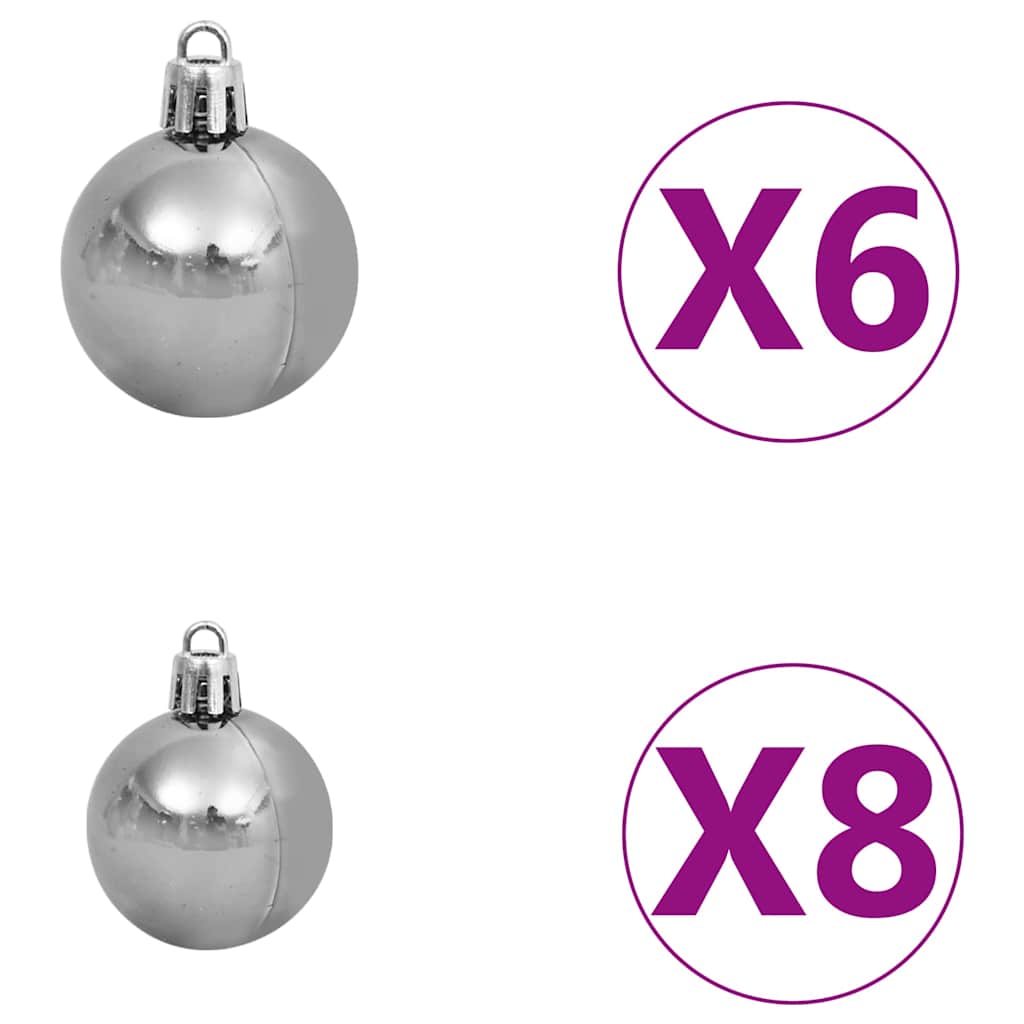 Künstlicher Weihnachtsbaum Beleuchtung & Kugeln Silber 150 cm