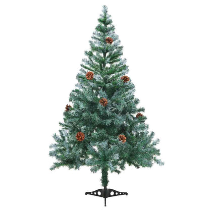 Weihnachtsbaum Gefrostet mit Beleuchtung Kugeln Zapfen 150 cm