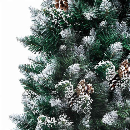 Künstlicher Weihnachtsbaum mit LEDs Kugeln Zapfen 210 cm