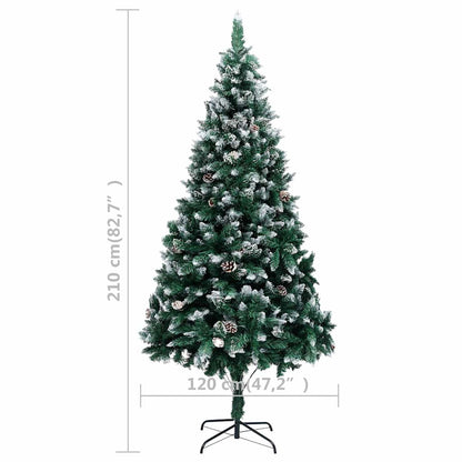 Künstlicher Weihnachtsbaum mit LEDs Kugeln Zapfen 210 cm