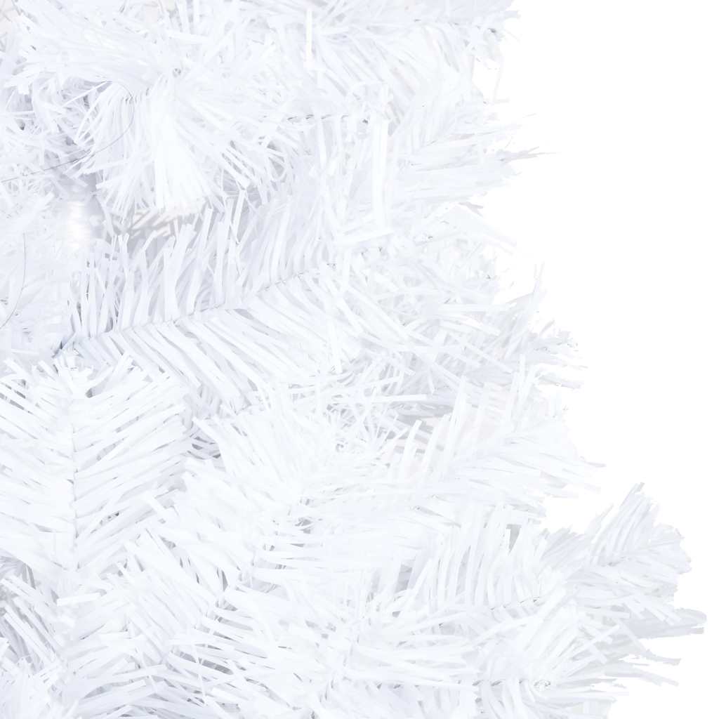 Künstlicher Weihnachtsbaum mit Beleuchtung & Kugeln Weiß 210 cm