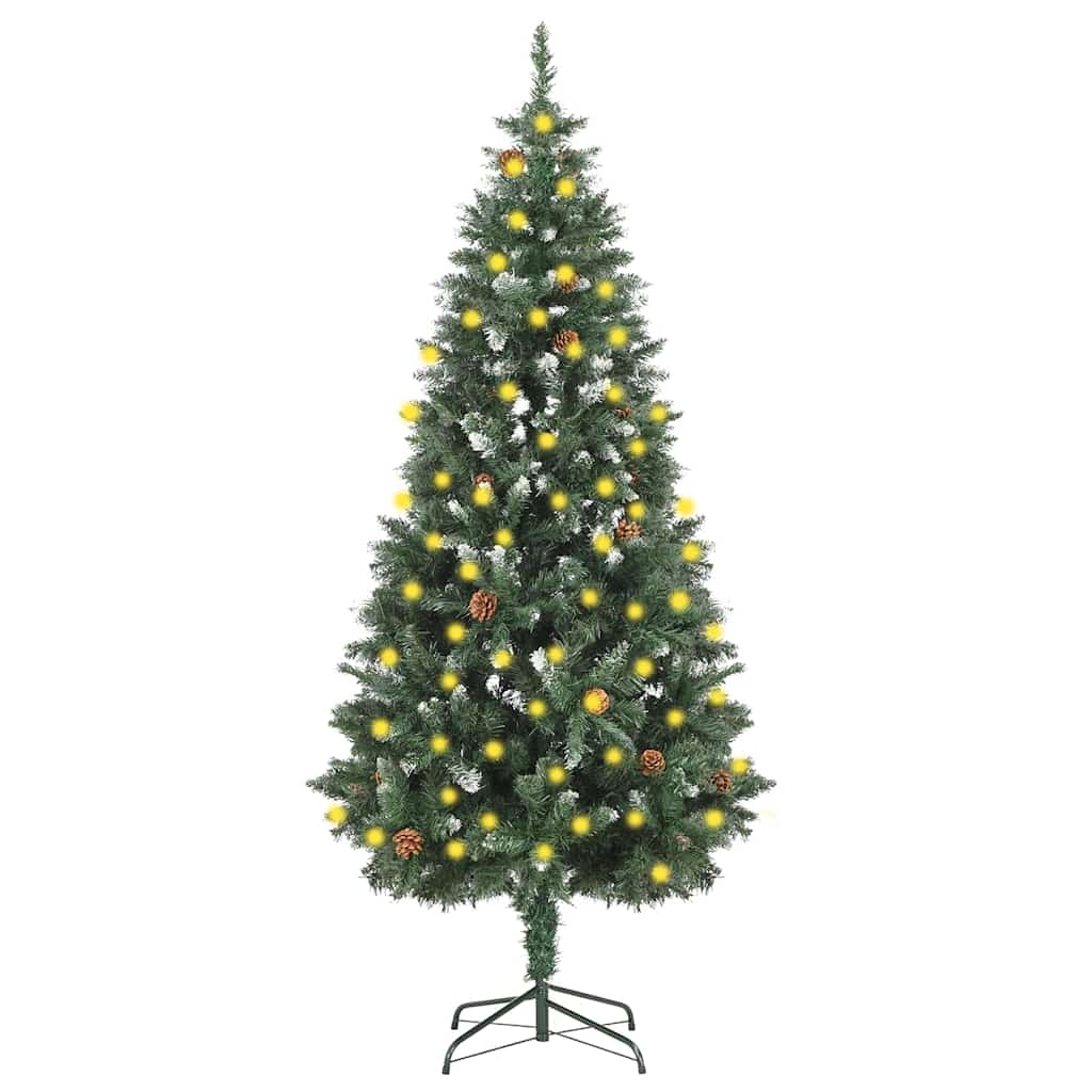 Weihnachtsbaum Gefrostet mit Beleuchtung & Zapfen 180 cm