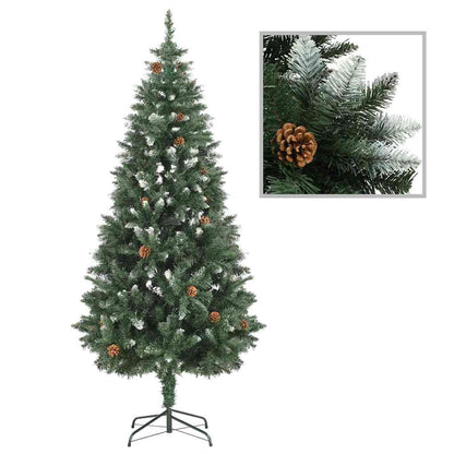 Weihnachtsbaum Gefrostet mit Beleuchtung & Zapfen 180 cm