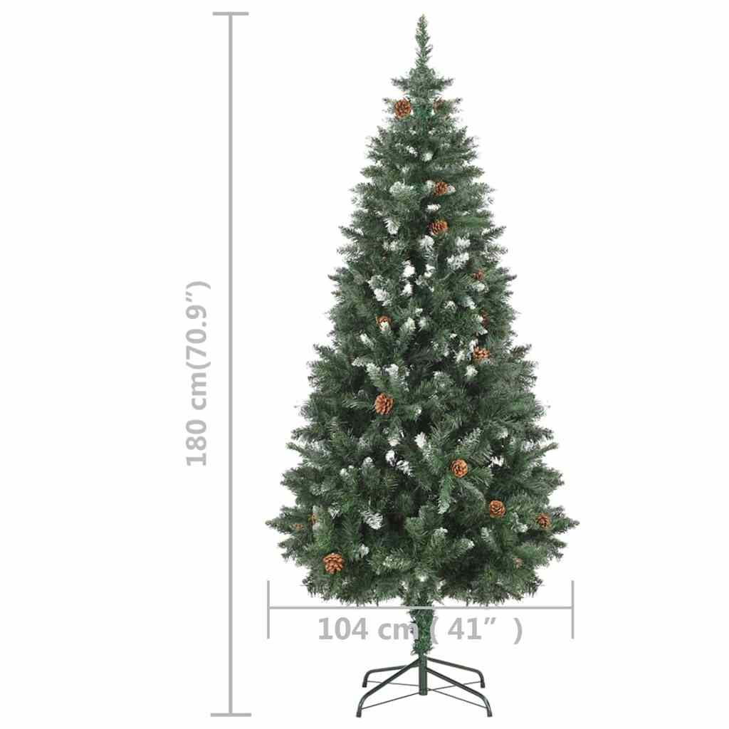 Weihnachtsbaum Gefrostet mit Beleuchtung & Zapfen 180 cm