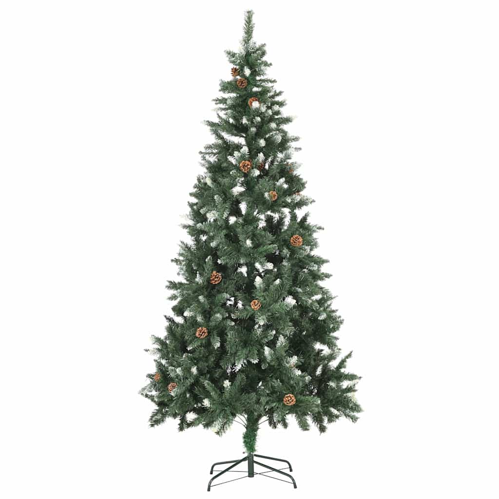 Weihnachtsbaum Gefrostet mit Beleuchtung & Zapfen 210 cm