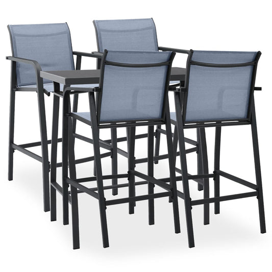 5-tlg. Gartenbar-Set Schwarz und Grau