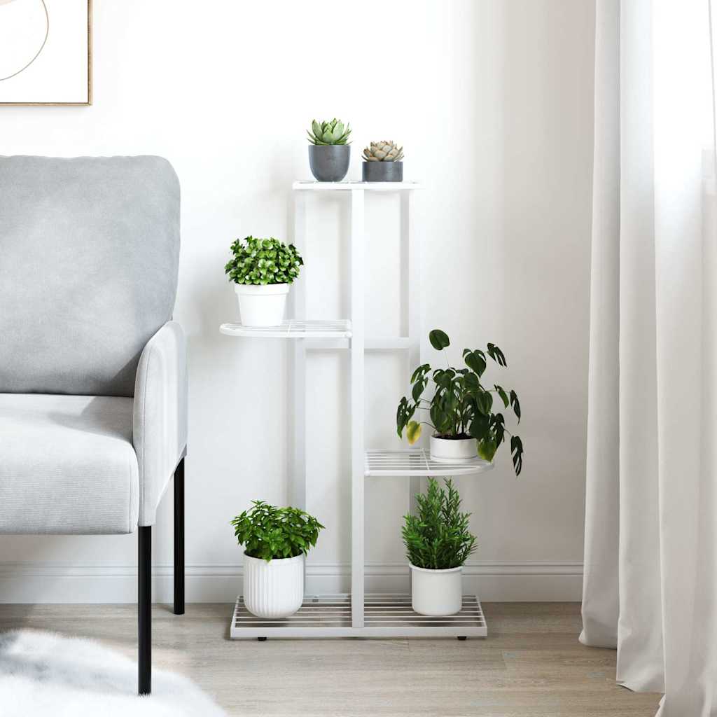 Blumenständer 4-Etagen 43x22x76 cm Weiß Metall