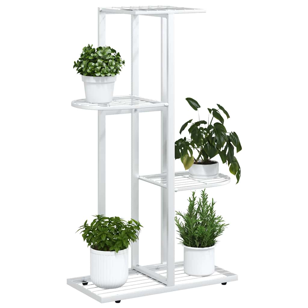 Blumenständer 4-Etagen 43x22x76 cm Weiß Metall