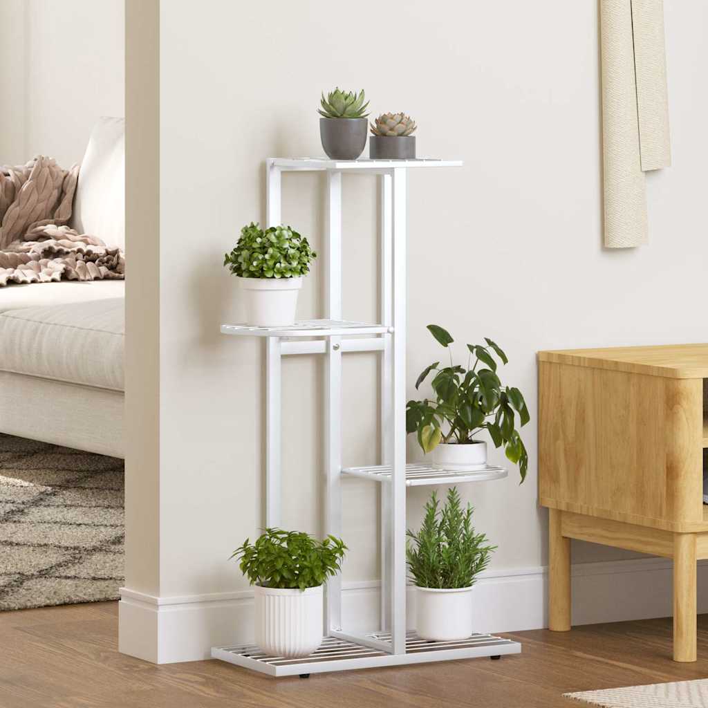 Blumenständer 4-Etagen 43x22x76 cm Weiß Metall