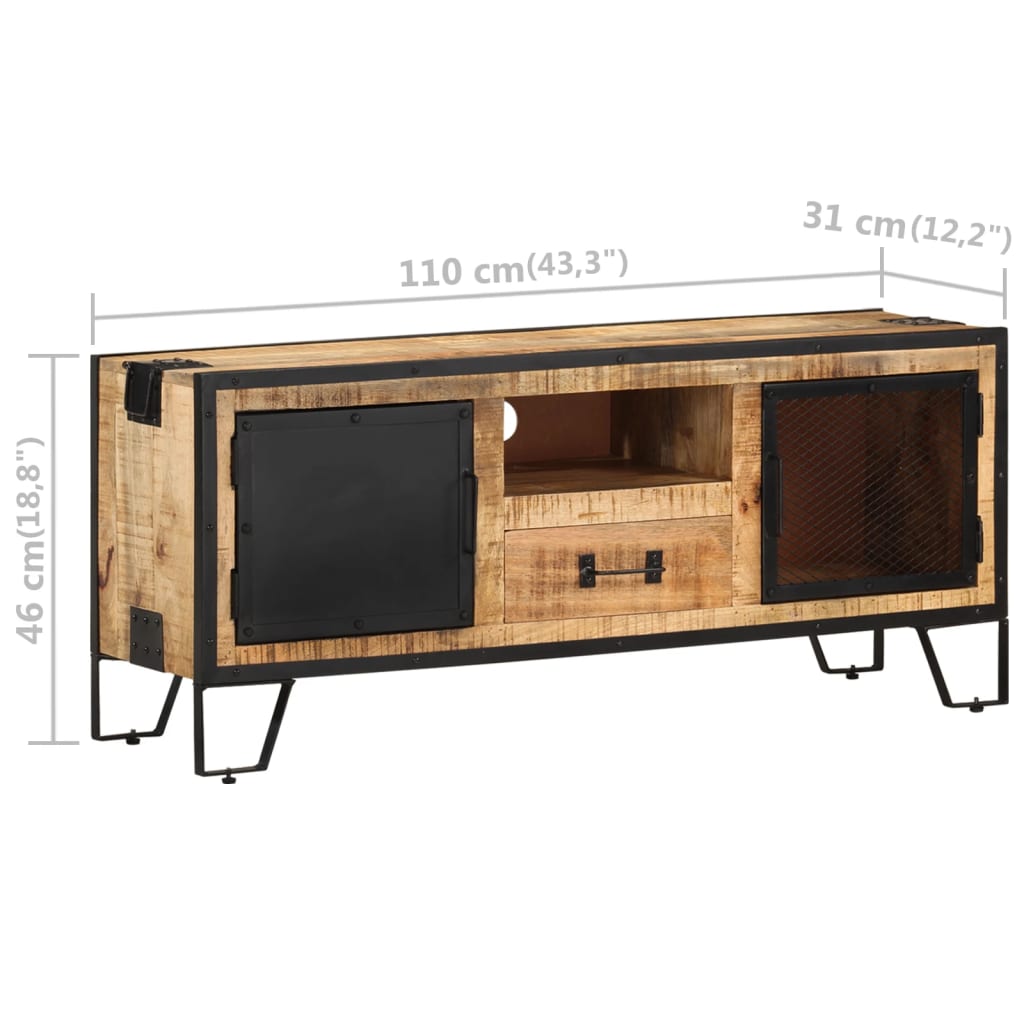 TV-Schrank 110x31x46 cm Raues Mangoholz