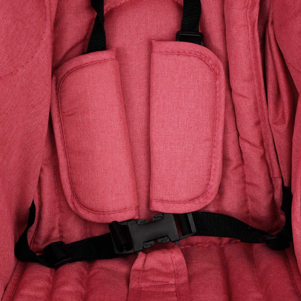 Poussette jumelle en acier rouge
