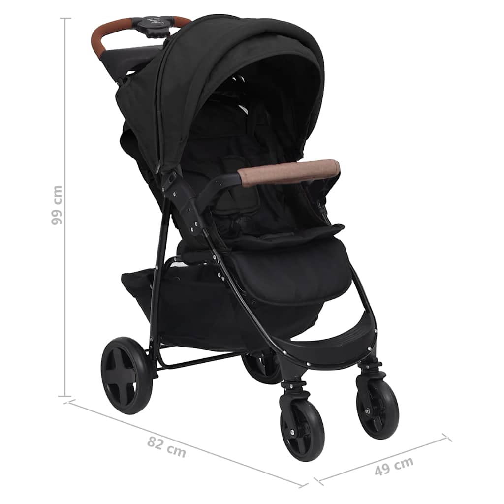 3-in-1 Kinderwagen Anthrazit Stahl