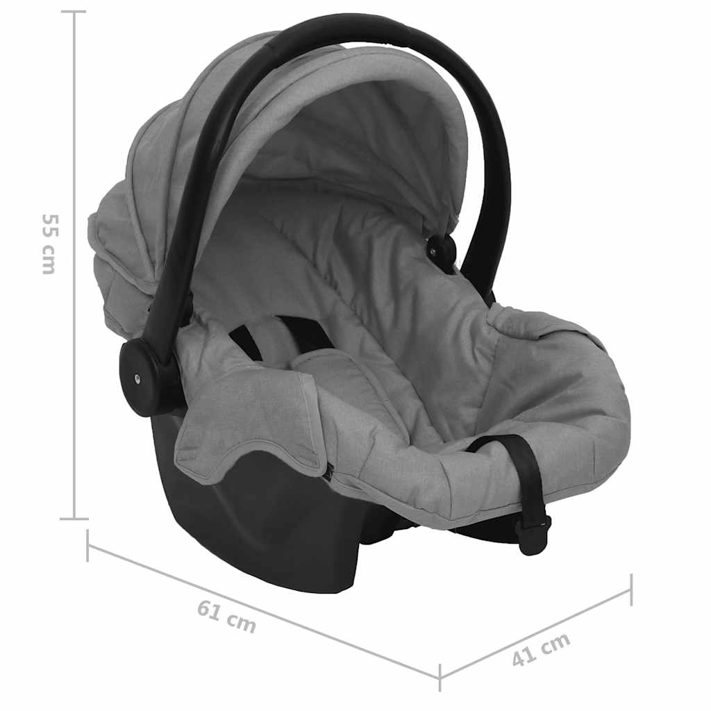 3-in-1 Kinderwagen Hellgrau und Schwarz Stahl