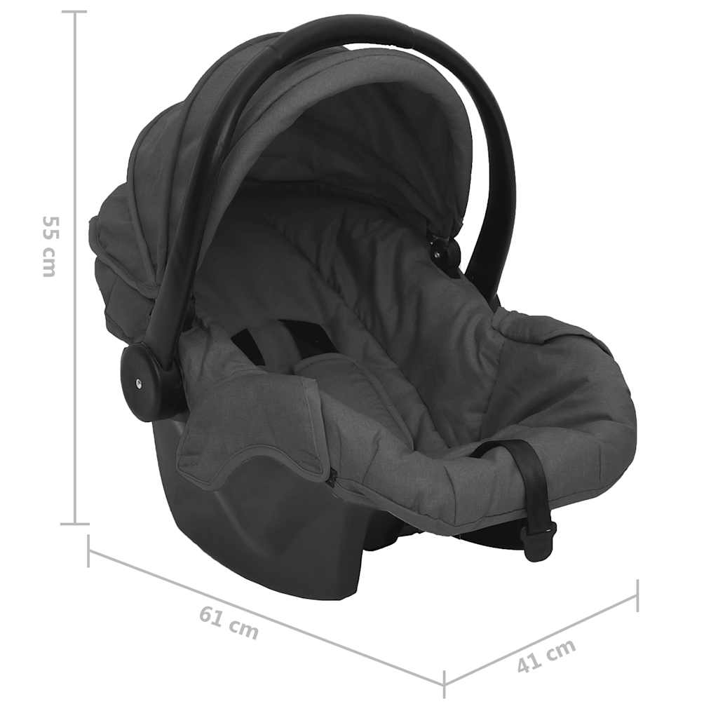 3-in-1 Kinderwagen Dunkelgrau und Schwarz Stahl