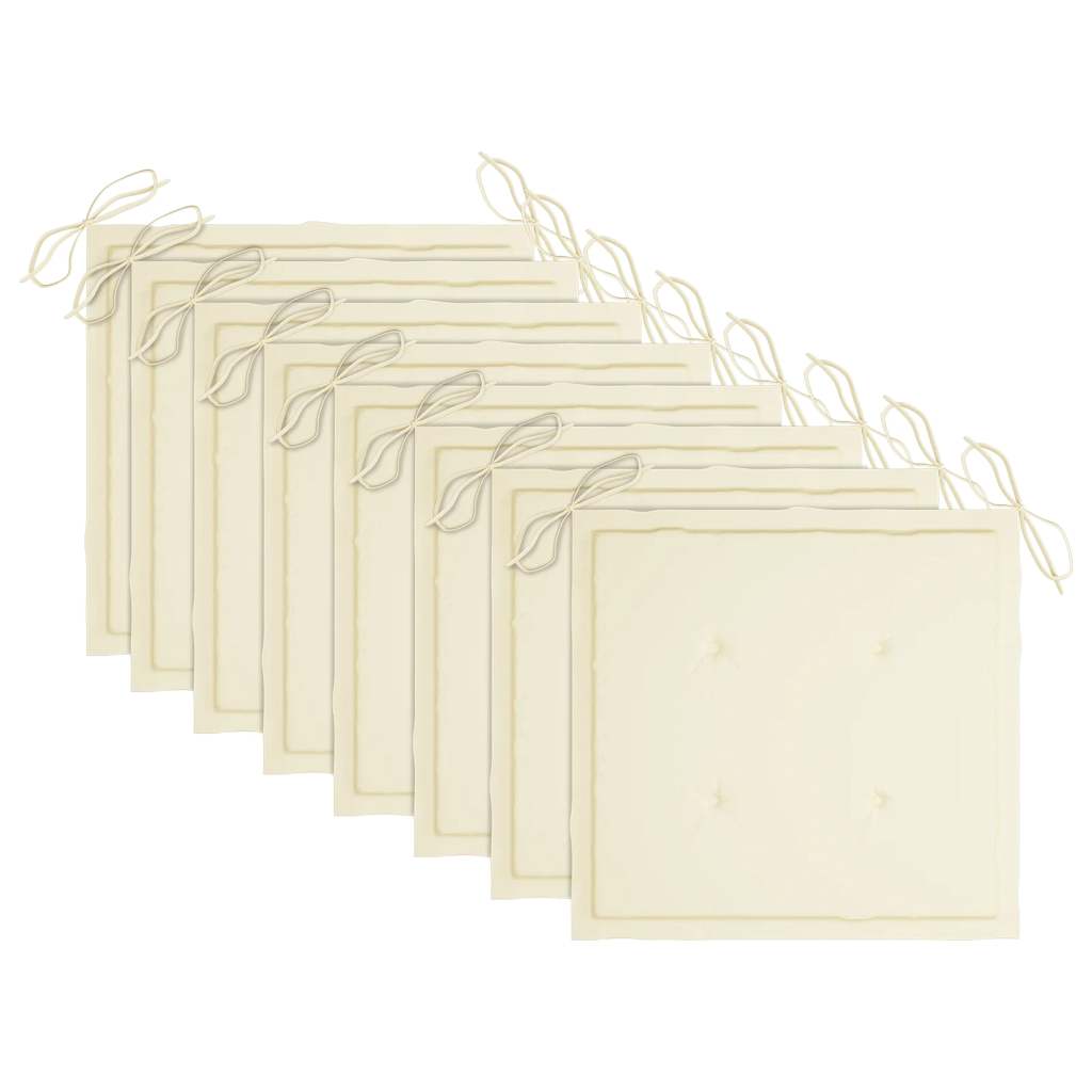 Klappstühle, 8 Stück, mit Kissen, aus massivem Akazienholz