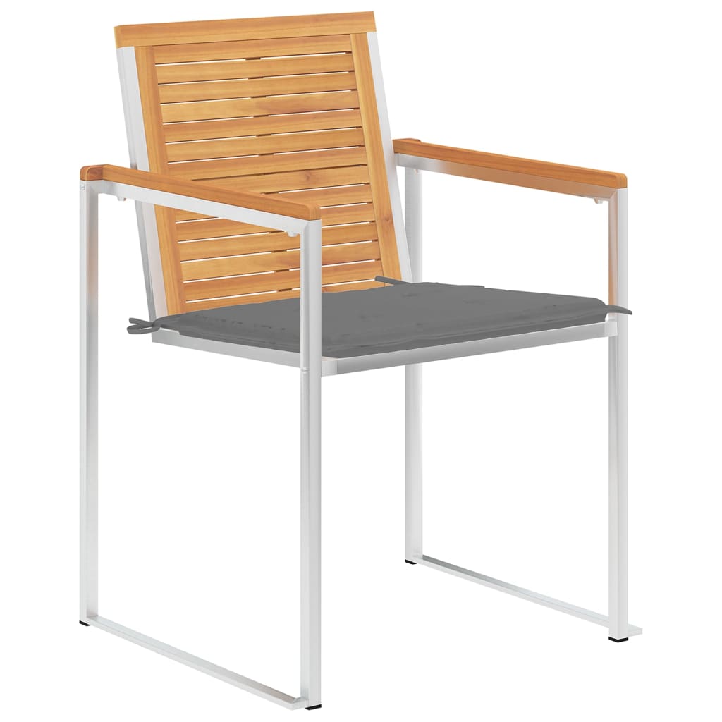 Lot de 6 chaises de jardin avec coussins en teck massif