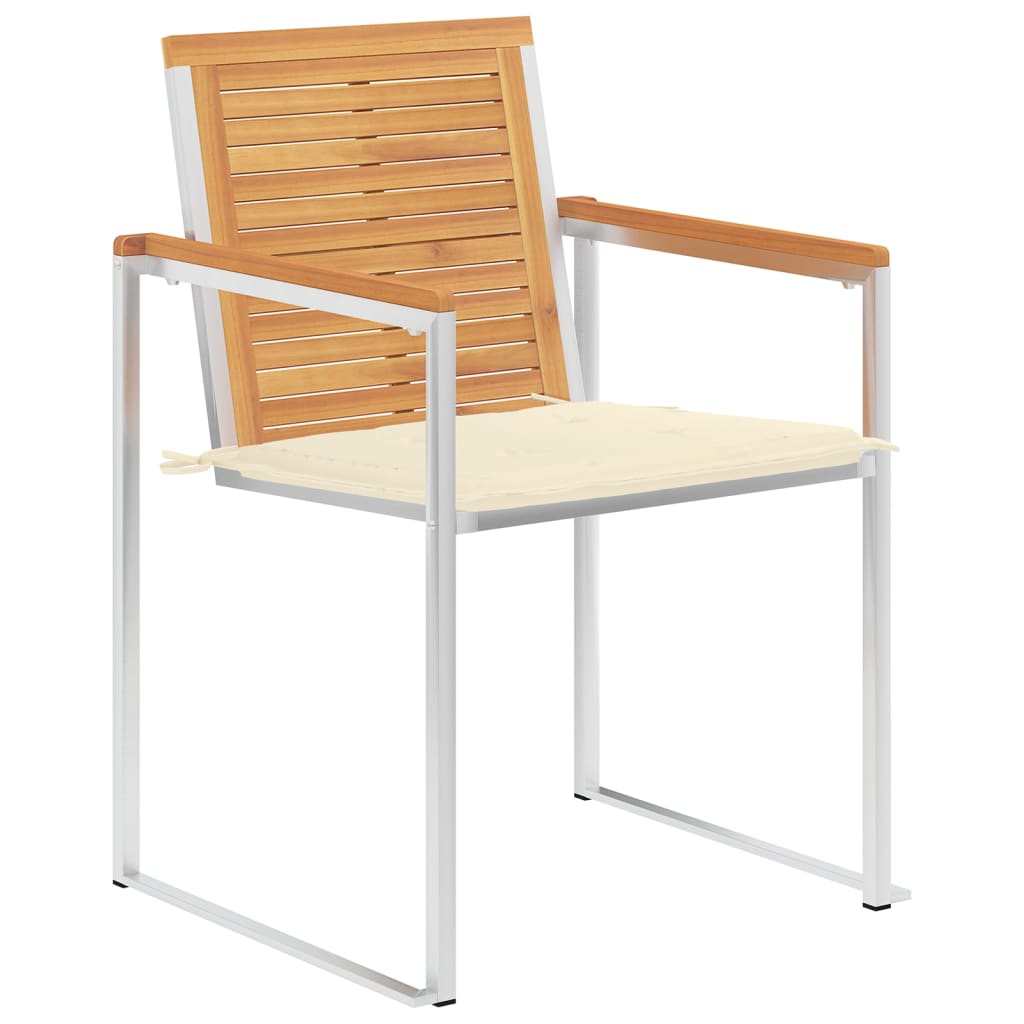 Lot de 6 chaises de jardin avec coussins en teck massif