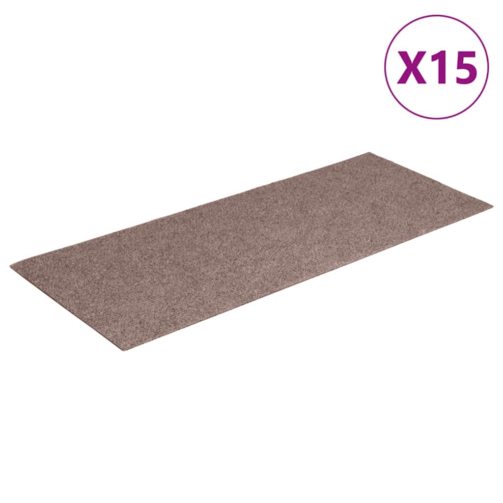 Stufenmatten Selbstklebend 15 Stk. 60x25 cm Hellbraun Rechteckig